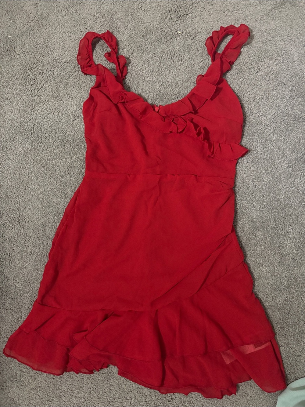 SHEIN Red Ruffle Mini Dress